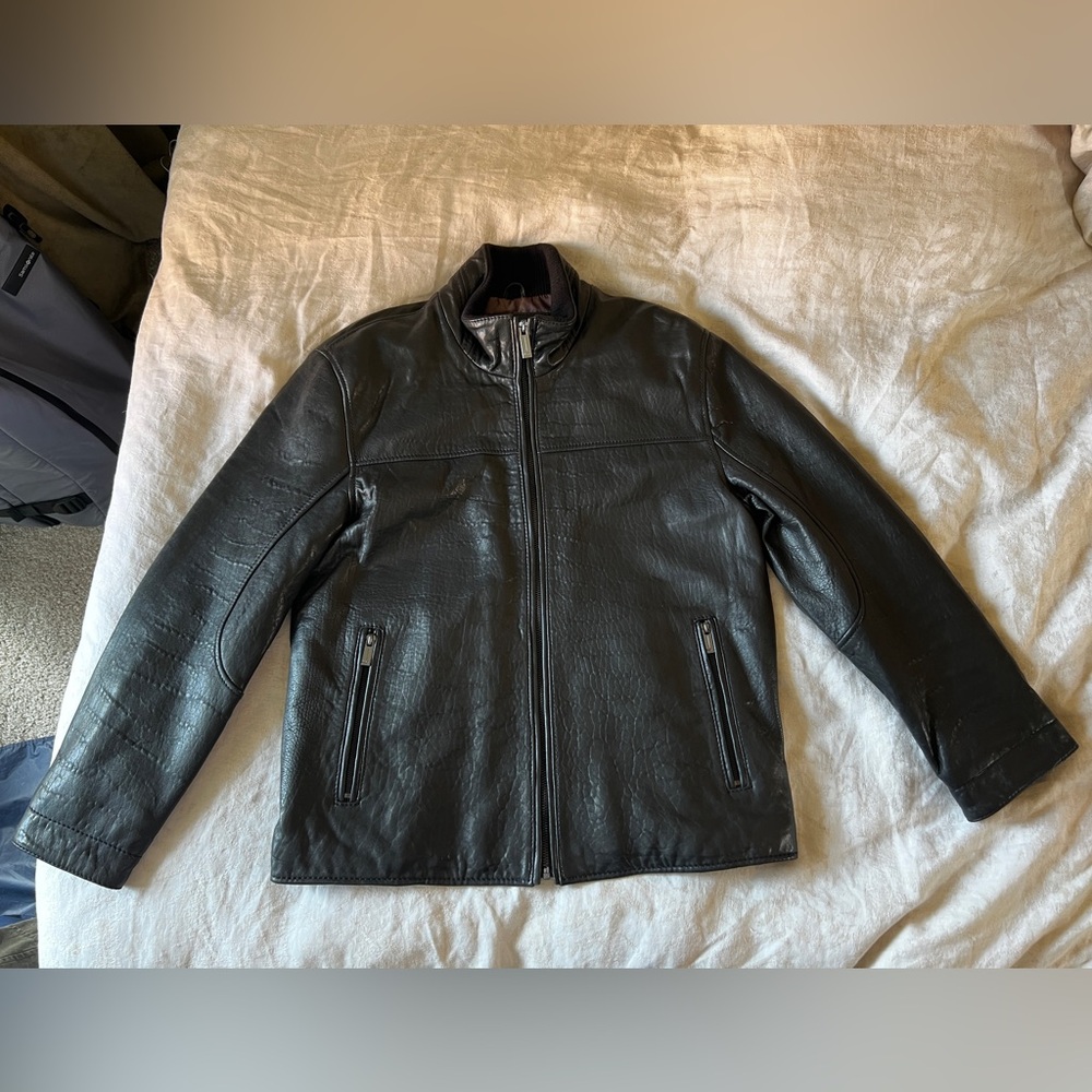 Marc New York Andrew Marc Large Black Lambskin Leather